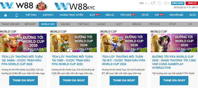 4 khuyến mãi hướng tới World Cup 2026 tại W88